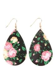  Floral-teardrop Leather-earrings