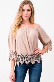  Off The Shoulder Crochet Trim Top