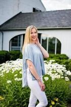  Blue Shirred Top