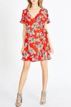  Floral Faux Wrap-dress