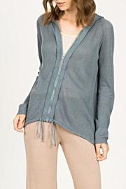  Blue Hoodie Cardigan