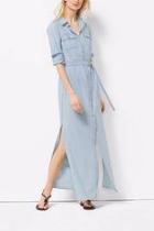  Chambray Maxi Shirt Dress