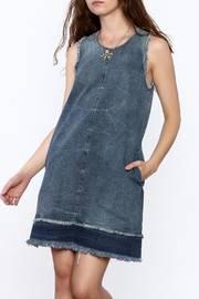 Denim Frayed Shift Dress