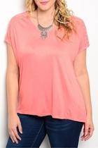  Coral Plus-sized Top