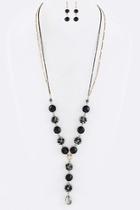  Crystal & Bead Necklace-set