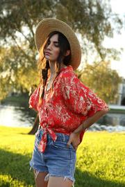  Delilah Silky Floral Tie Shirt