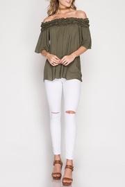  Olive Off-the-shoulder Top