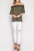  Olive Off-the-shoulder Top