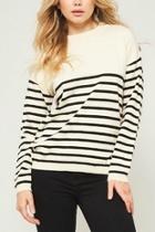  Striped-and-button Sweater