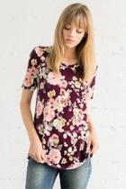  Grape Floral-velvet Top
