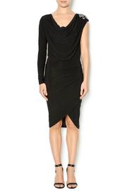  Asymmetric Sleeve Black Dress