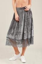  Pleated Velvet Skirt