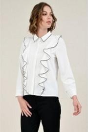  White-ruffle Blacktrim Blouse