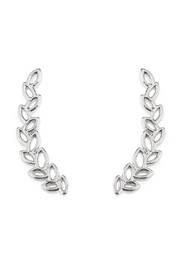 Tiny Silver Leaf Crawler Earrings