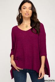  Hi/lo Cuffed Sleeve Sweater