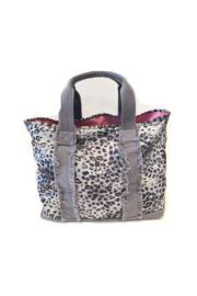  Grey Snow Leopard Tote (pink Lining)
