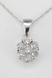  Diamond Cluster Pendant, White Gold Solitaire Pendant, Diamond Necklace, White Gold 18 Chain, Cluster Necklace