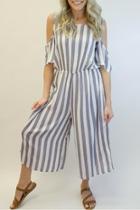  Blue Striped Jumpsuit