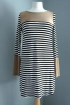  Suede-accent Striped Dress