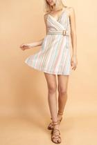  Stripe Waist Belt Surplus Dress