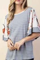  Flower Pinstripe Top