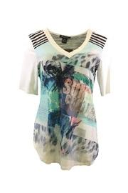  Blue Muliticolored Top