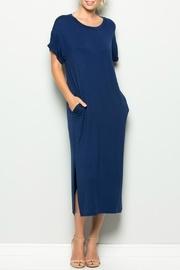  Knit Pocket Midi Dress