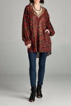  Floral V Neck Tunic