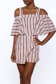  Peach Stripe Print Romper