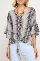  3/4 Sleeve Tie Bottom Blouse