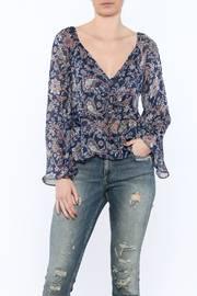  Navy Paisley Print Blouse