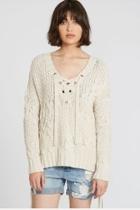  Cable Lace-up Sweater