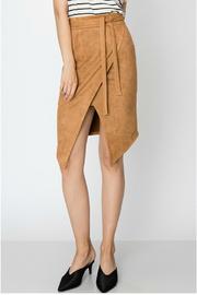  Suede Skirt With Waist Tie And Front Slit