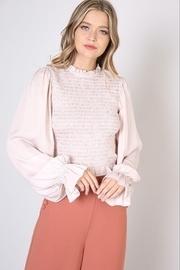  Smocked Long Sleeve Blouse