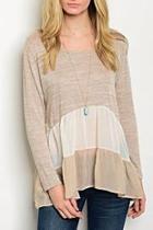  Taupe Ruffle Top