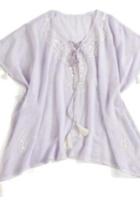  Embroidered Pull-over Tassel Cover Up