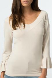  Wide V Neck Ruffle Sleeve Top