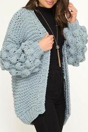  Long Bubble-sleeve Sweater-cardigan
