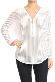  Lace Doman Slv Zipper Top
