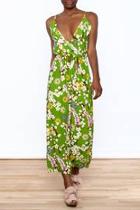  Green Floral Maxi Dress