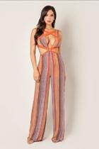  Striped Cross-cross Jumpsuit