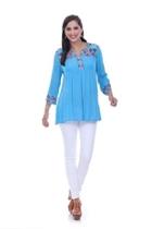  Turquoise Embroidered Tunic