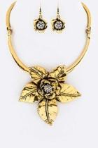  Metal Flower Necklace-set