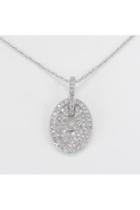  Diamond Cluster Pendant 14k White Gold Wedding Necklace Chain 18