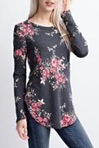 Charcoal Floral Top