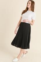  Black Pleated Midi Skirt