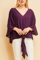  V Neck Tie Front Top