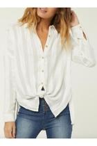  Textured Button-up Blouse