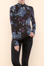  Mock Neck Floral Tee