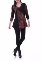  Burgundy Abstract Tunic